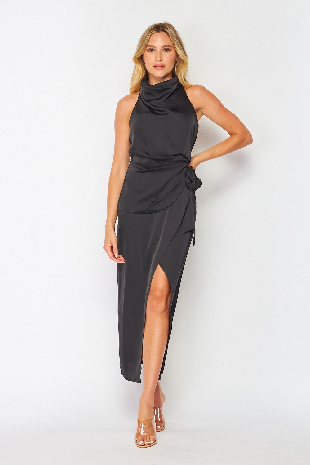 Hackett Black Cowl Neck Dress L / Black