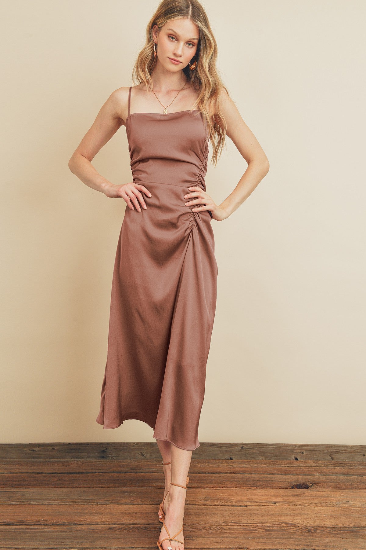 satin mauve dress Adrian Satin Dark Mauve Dress M / Mauve