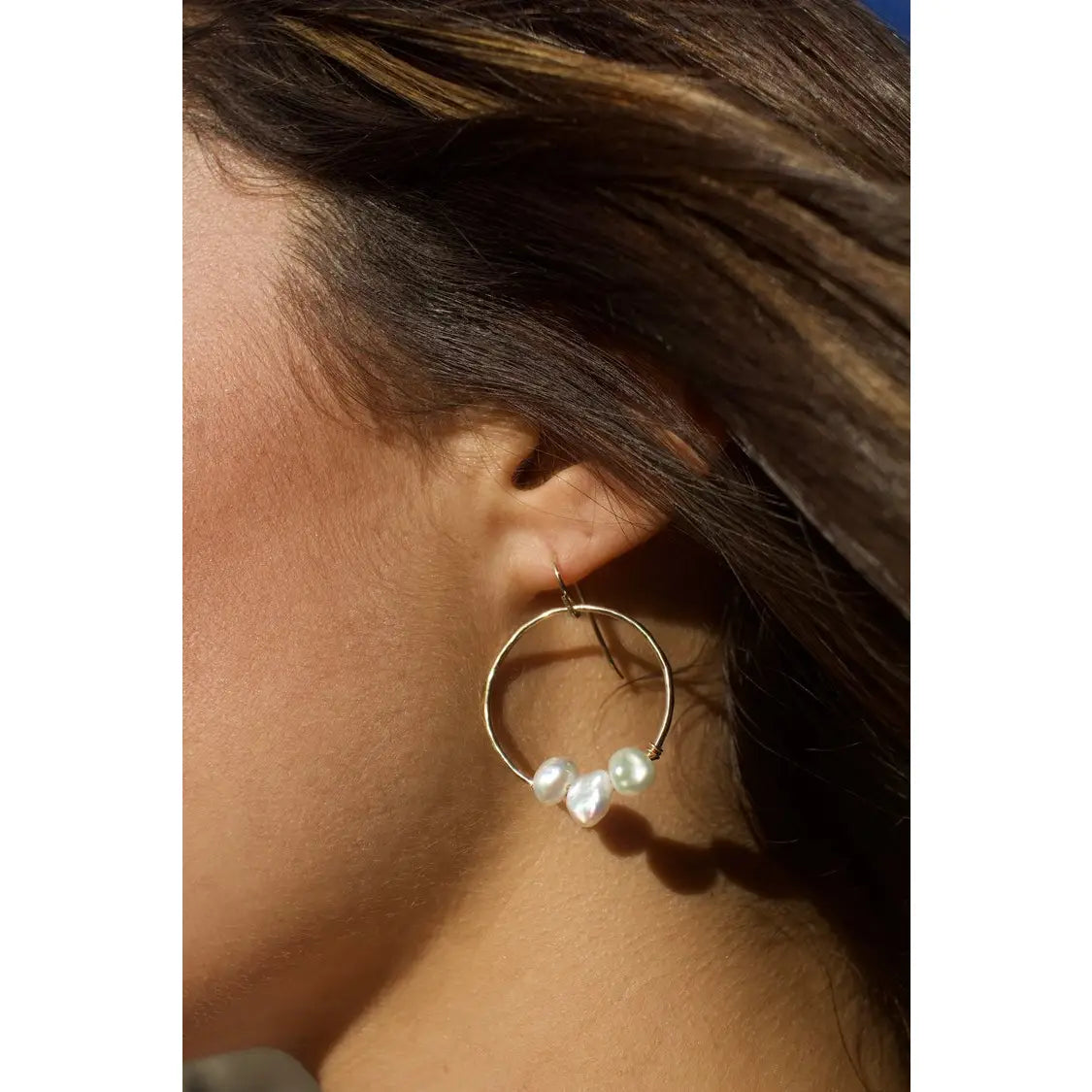 Freshwater Keshi Pearl Hoops