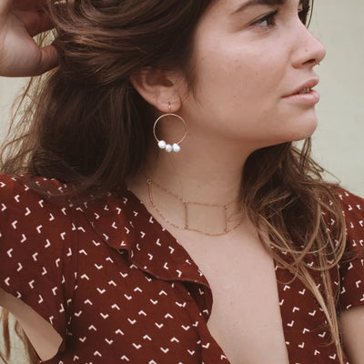Freshwater Keshi Pearl Hoops
