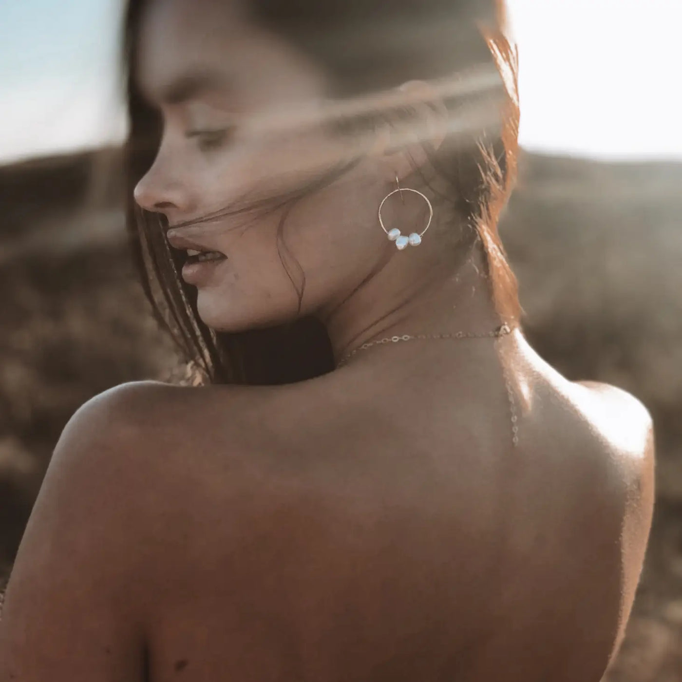 Freshwater Keshi Pearl Hoops