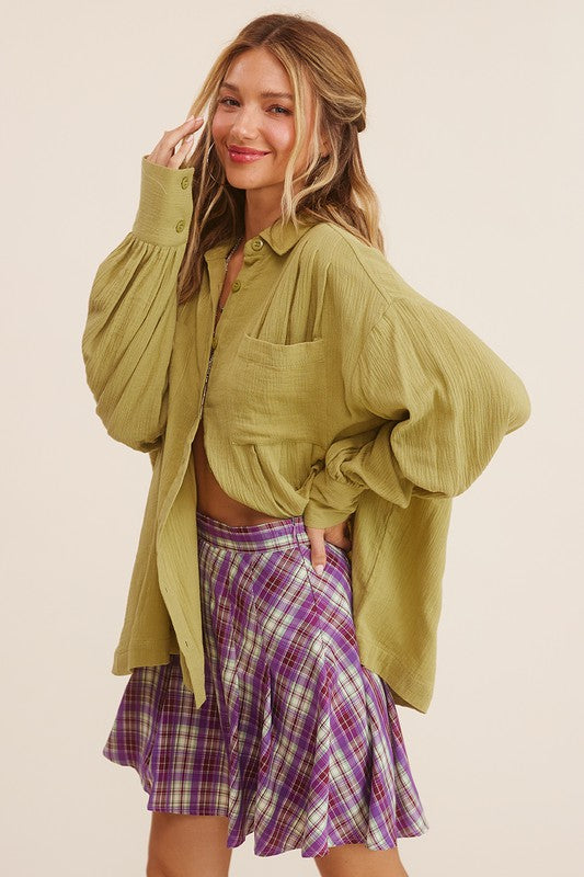 Una Lime Green Collared Top