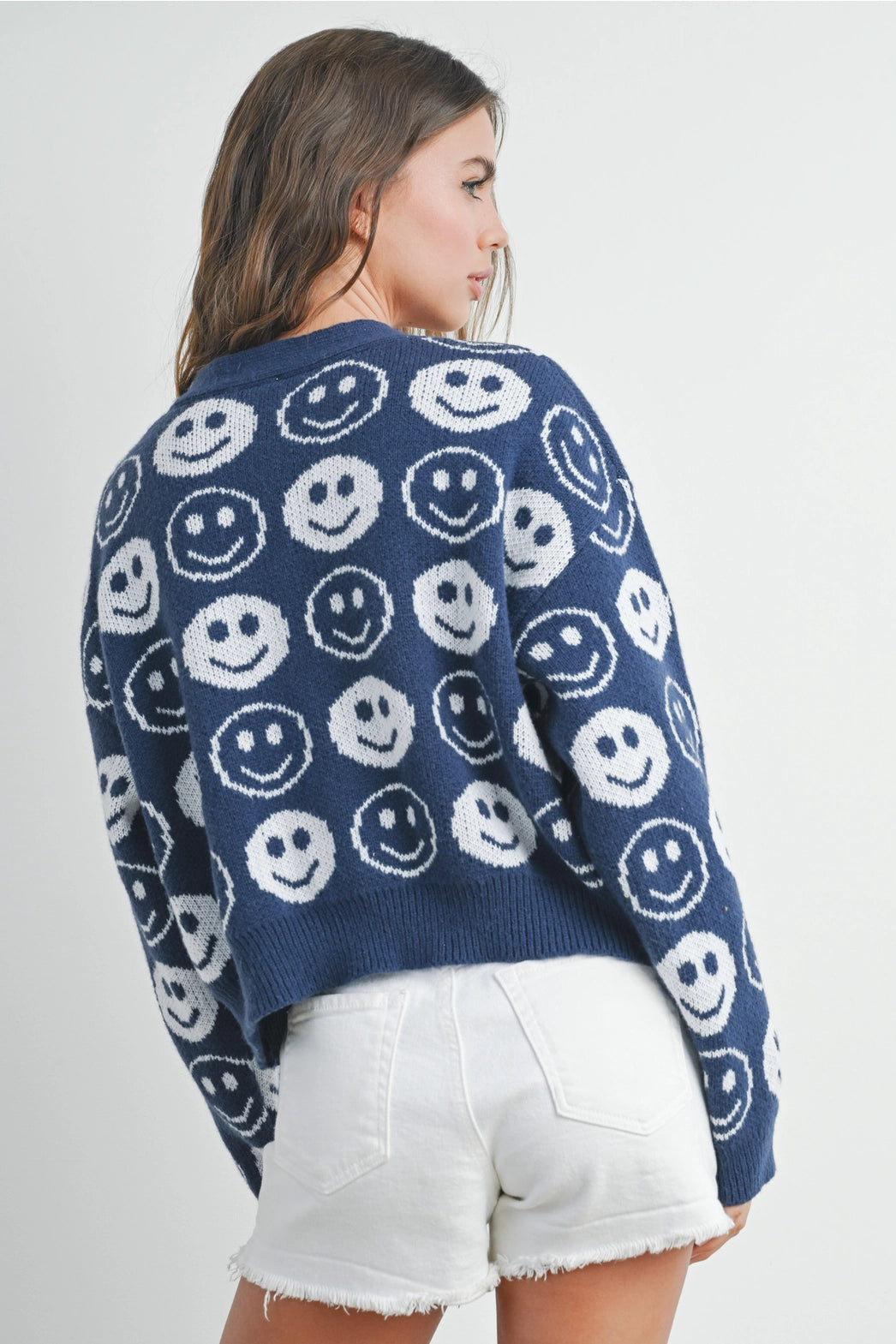 Ruru Navy Smiley Face Cardigan