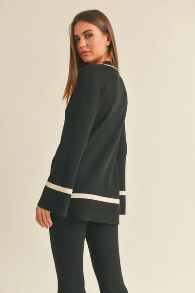 Wagner Black V Neck Knit Top