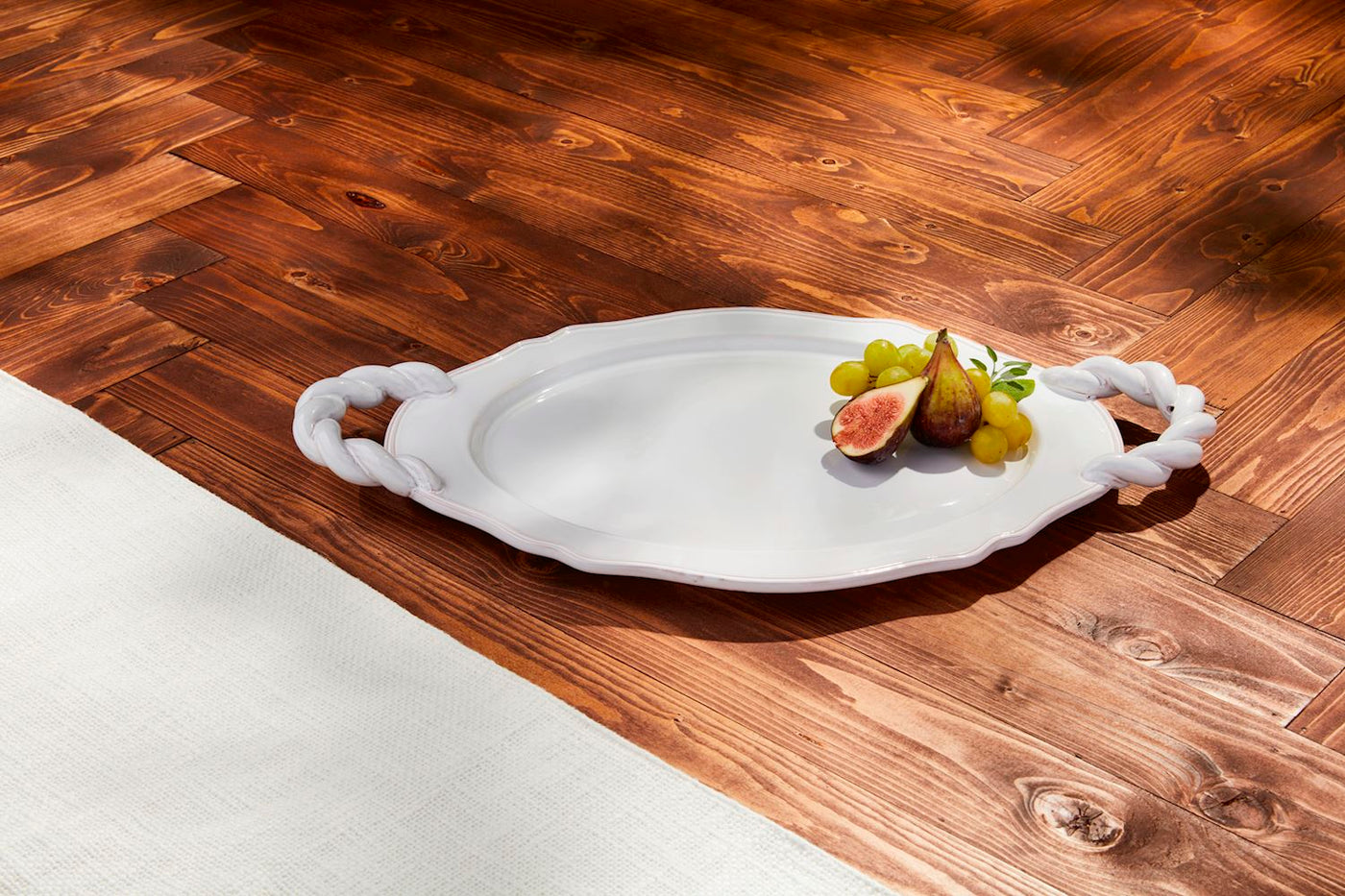 TWISTED HANDLE CERAMIC PLATTER