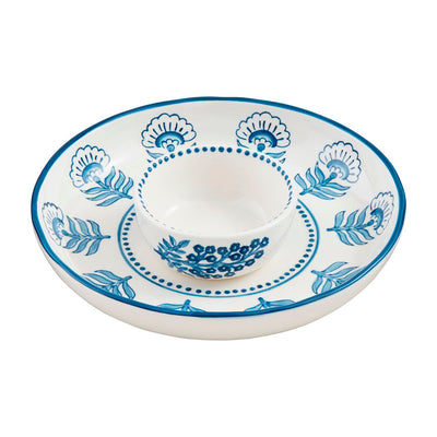 Blue Block Print Chip & Dip 2-piece Set