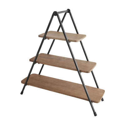 Triangle Three-Tier Mango Wood Serving Stand
