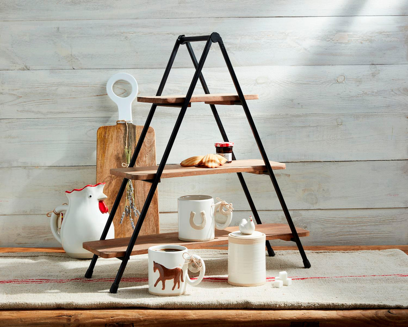 Triangle Three-Tier Mango Wood Serving Stand