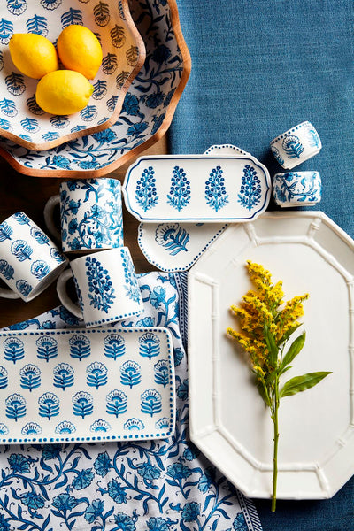Blooms Blue Block Print Mug