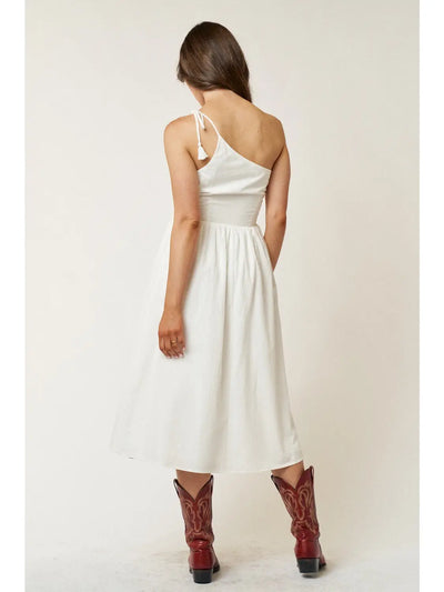 Joku White Tassel One Shoulder Dress