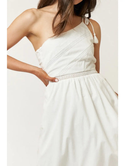 Joku White Tassel One Shoulder Dress