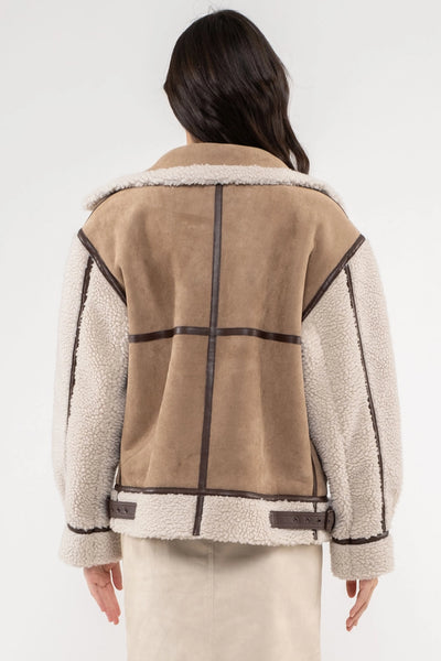 Belted Mustang Faux Shearling Jacket