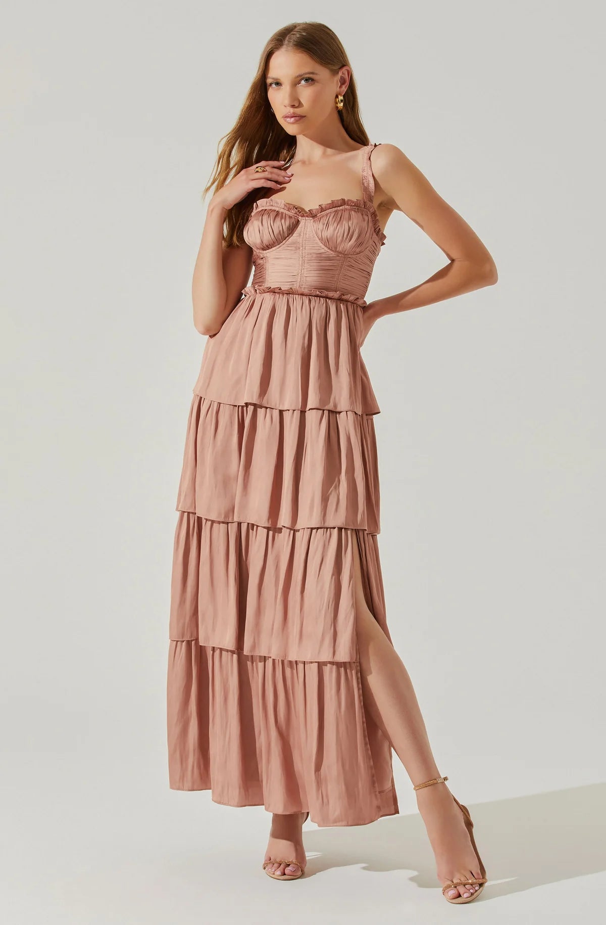 Tempany Tiered Pink Mauve Dress