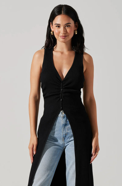 Tezza Black Sweater Long Shirt