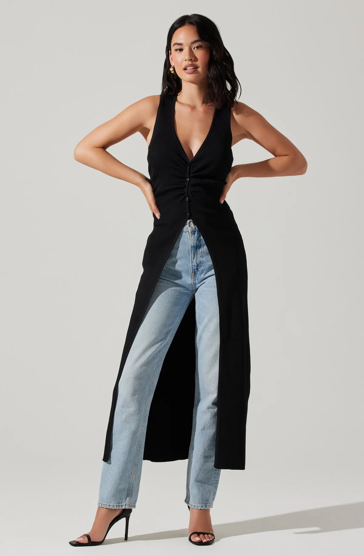 Tezza Black Sweater Long Shirt