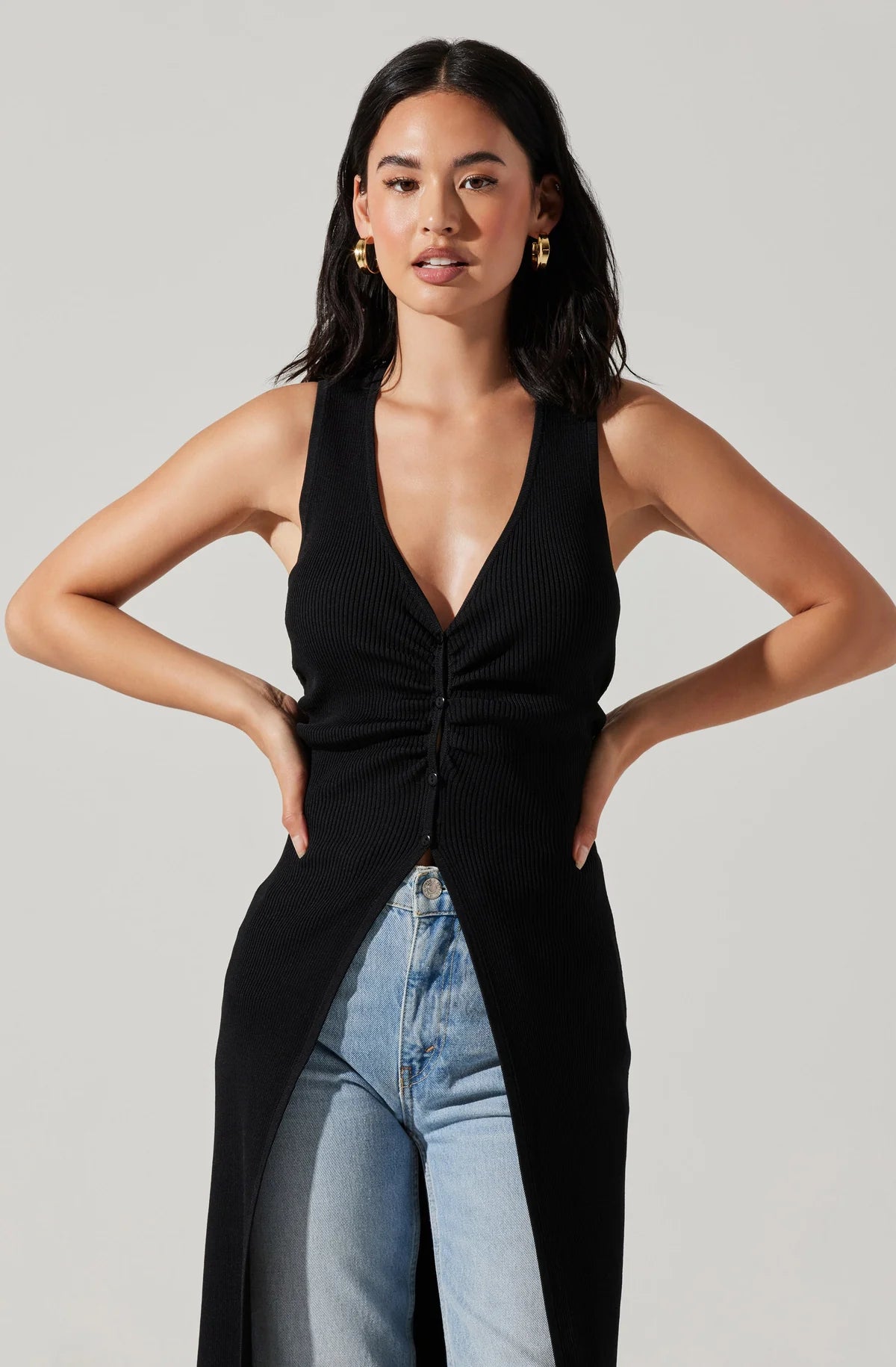 Tezza Black Sweater Long Shirt