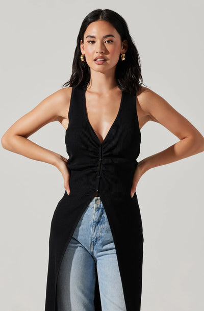 Tezza Black Sweater Long Shirt