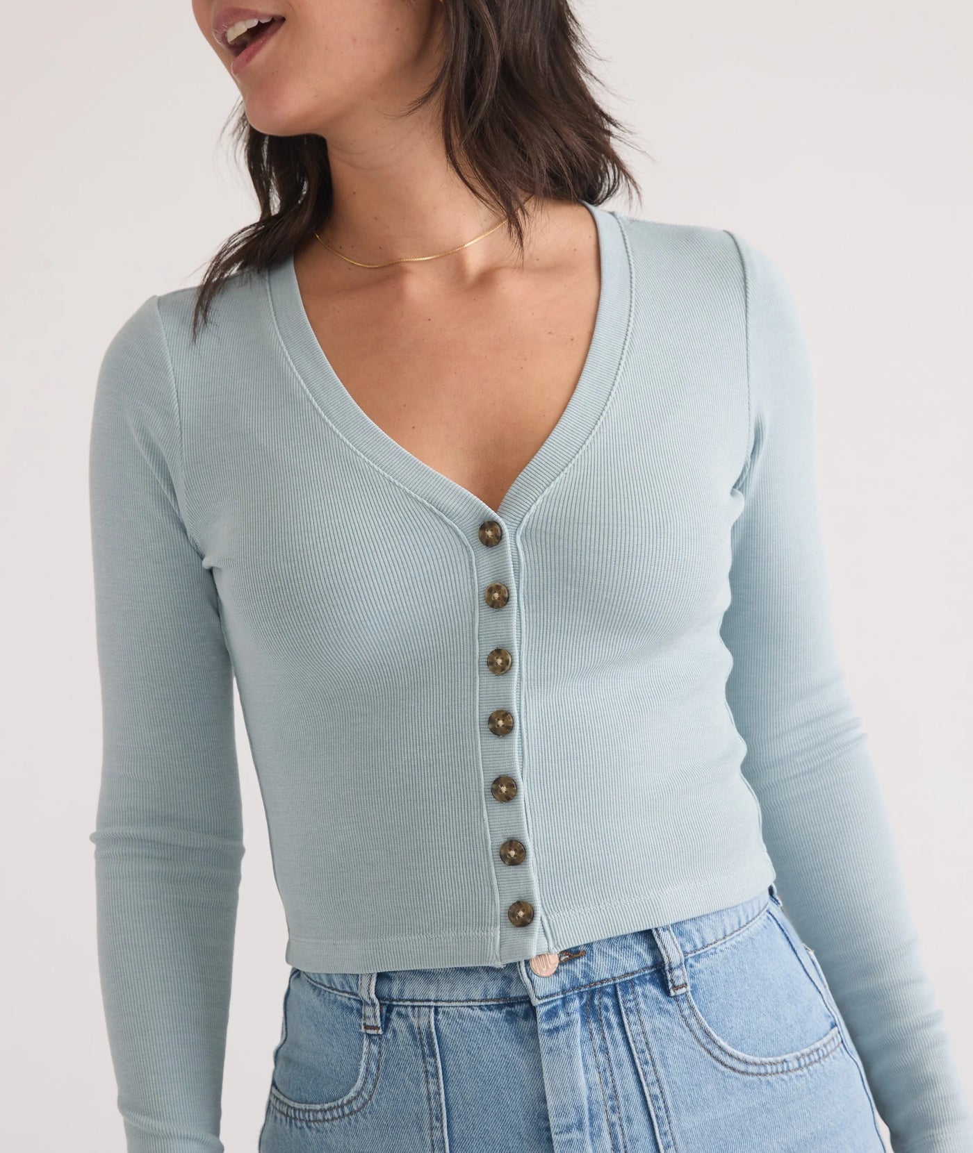 Lexi Rib Sun-In Button Through -Slate