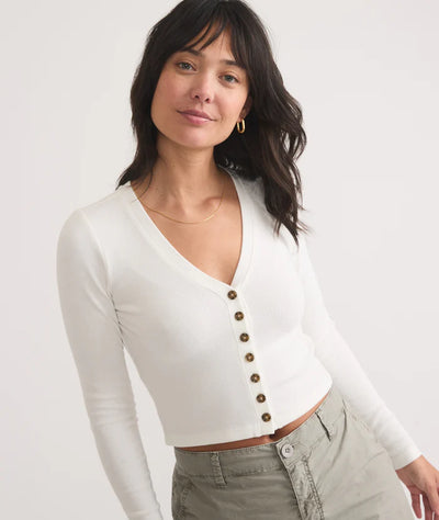 Lexi Rib Sun-In Button Through -White