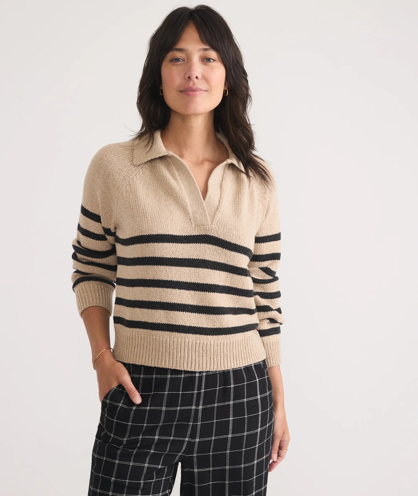 Claire Relaxed Sweater Polo -Neutral Stripe