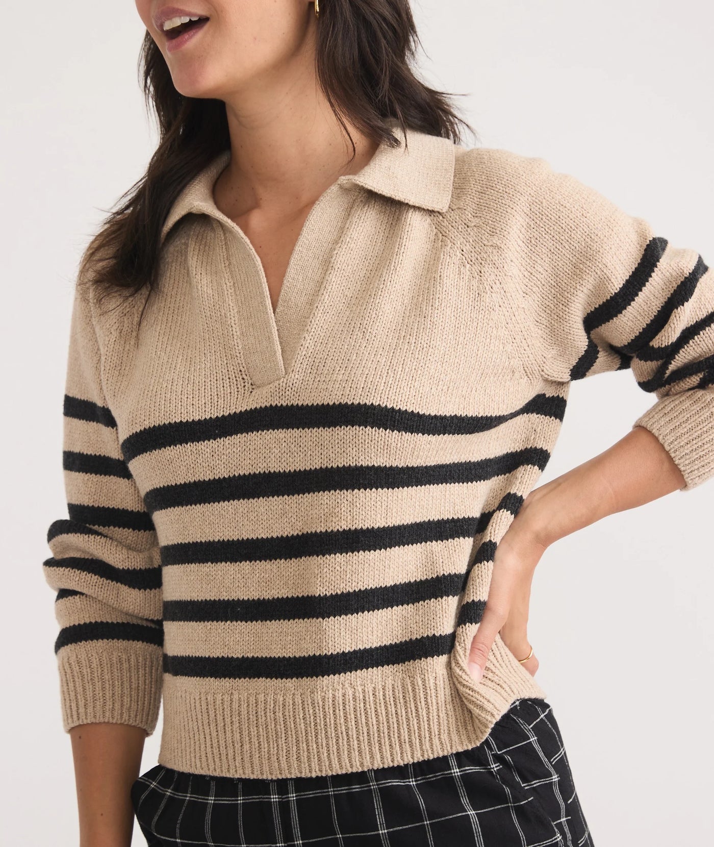 Claire Relaxed Sweater Polo -Neutral Stripe