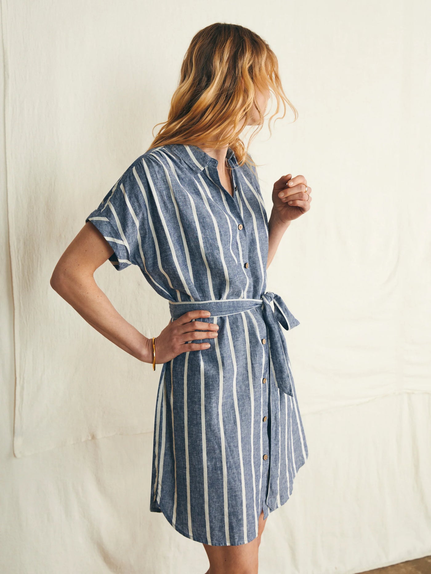 faherty breeze shirt dress Faherty Women's Breeze Shirtdress, Coastal Crisp Stripe, XS at Amazon Women's Clothing store