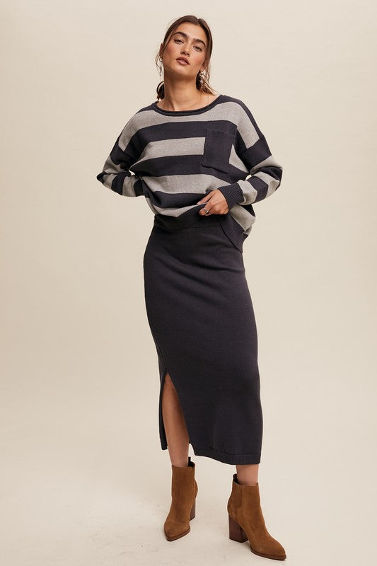 Utter Navy Knit Skirt