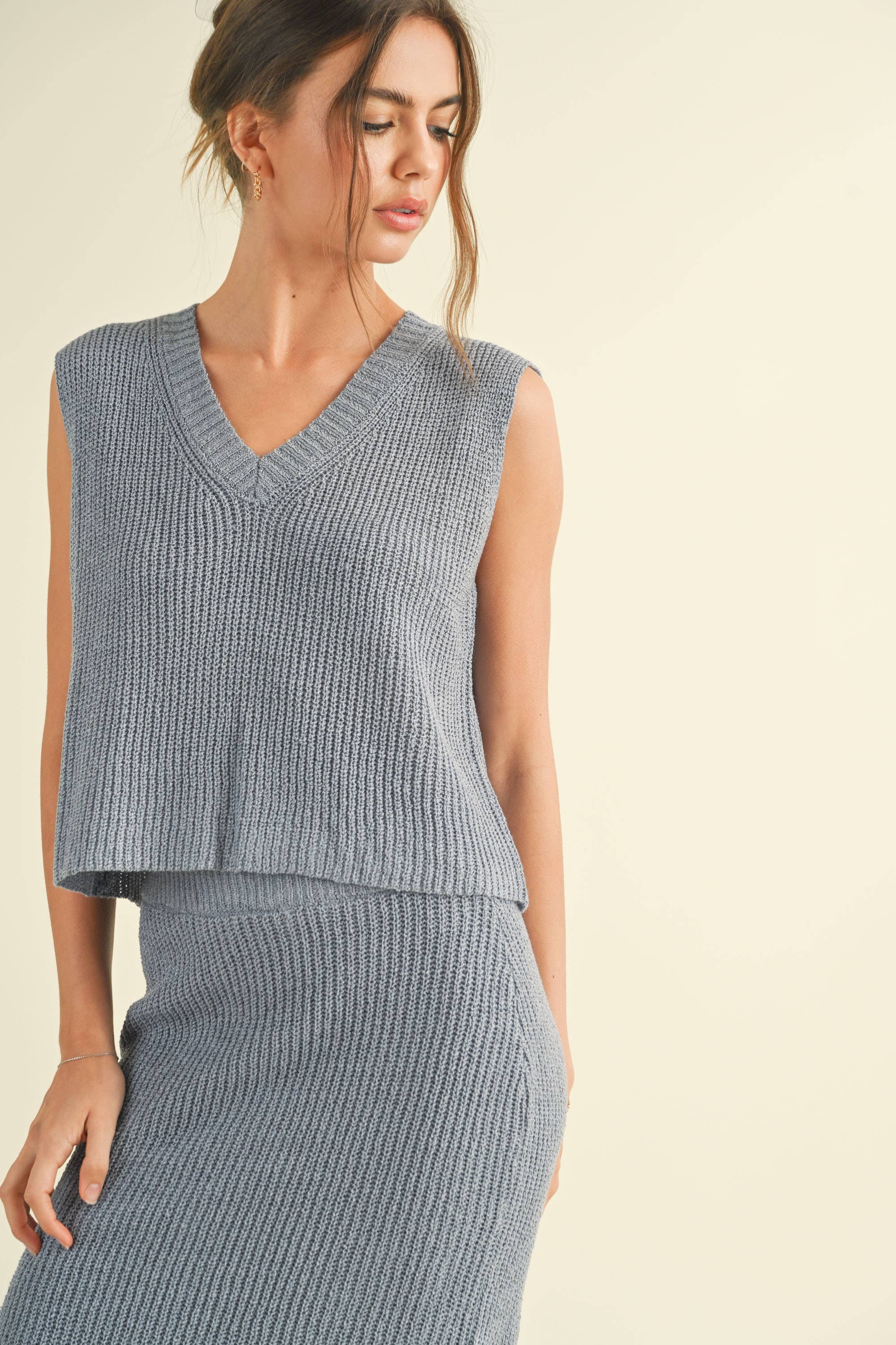 Ricci Blue Knit Vest – Peachy Lady