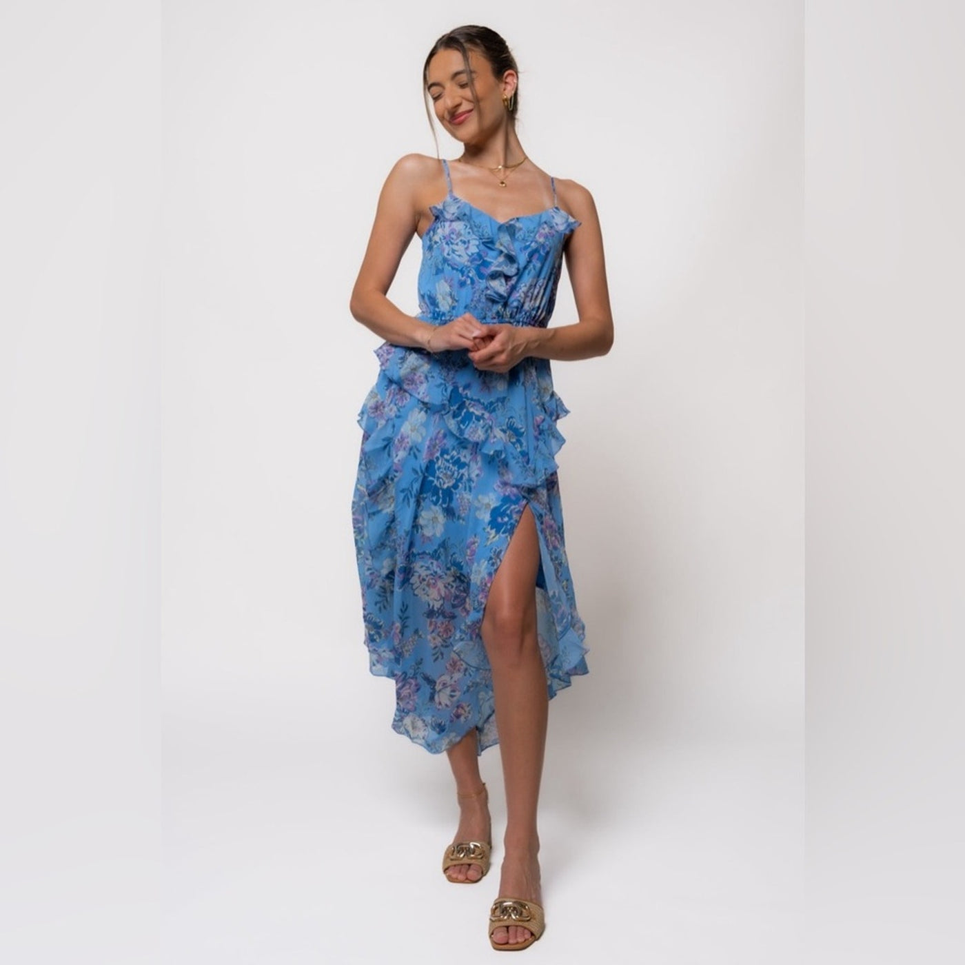 Delphine Blue Floral Dress