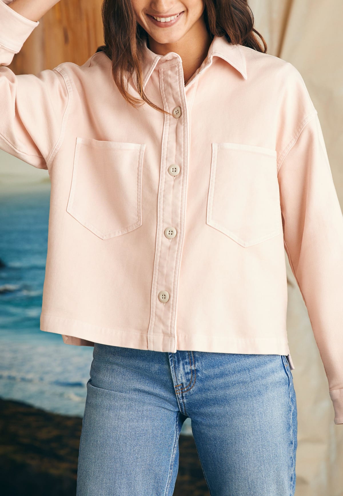Stretch Terry Peach Whip Overshirt