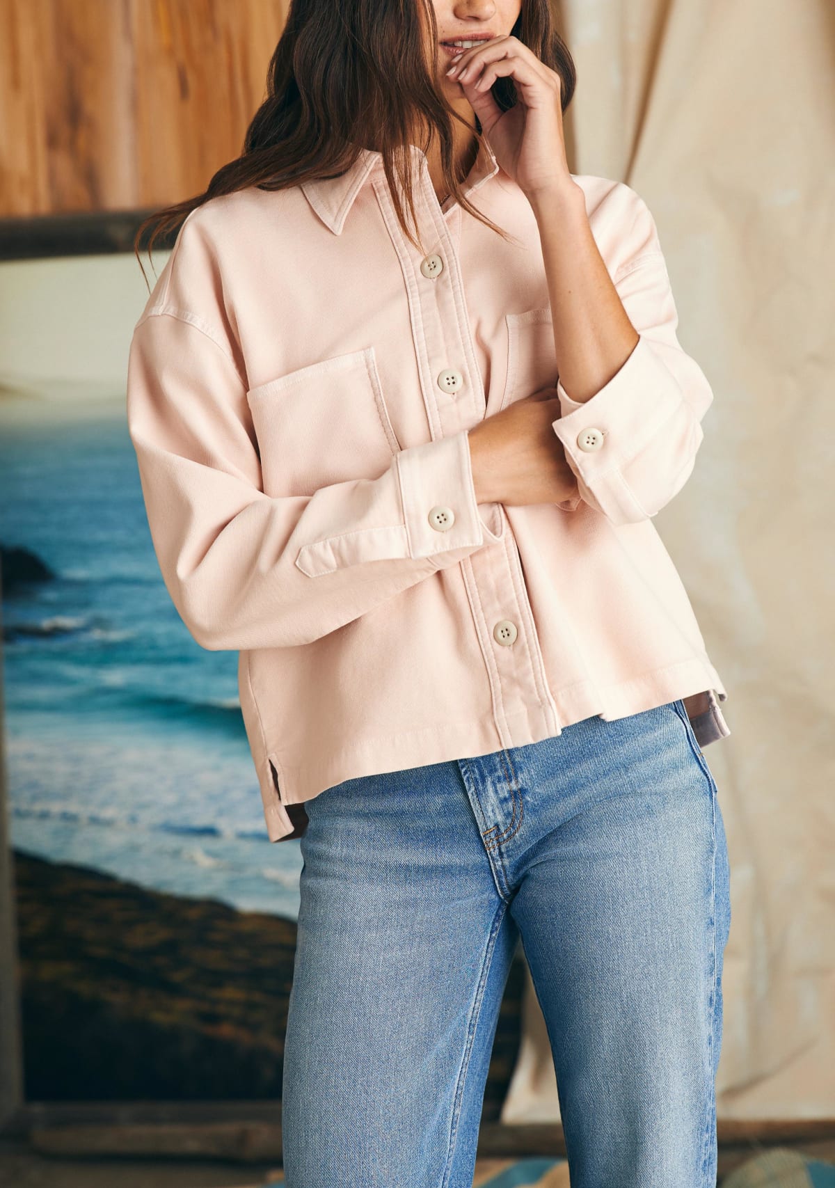 Stretch Terry Peach Whip Overshirt