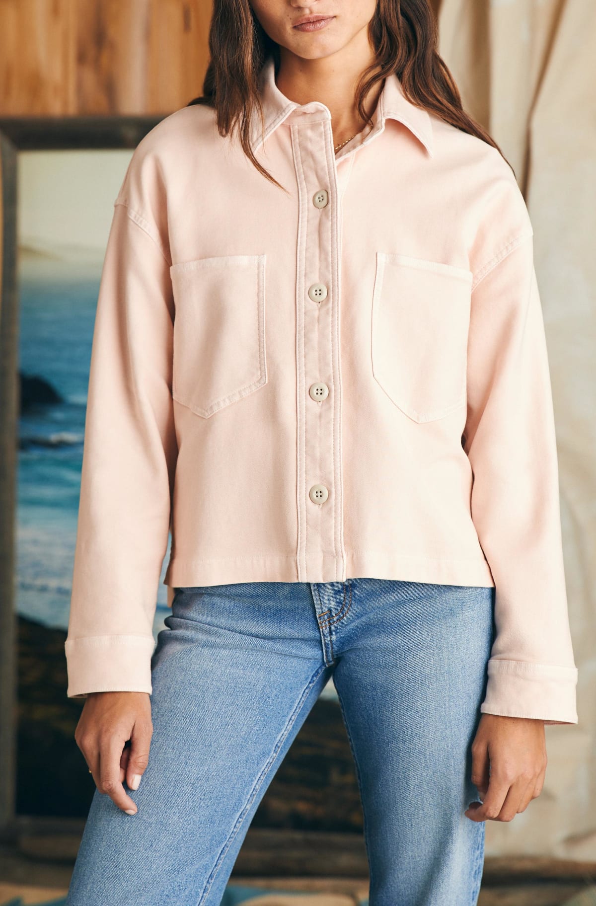 Stretch Terry Peach Whip Overshirt