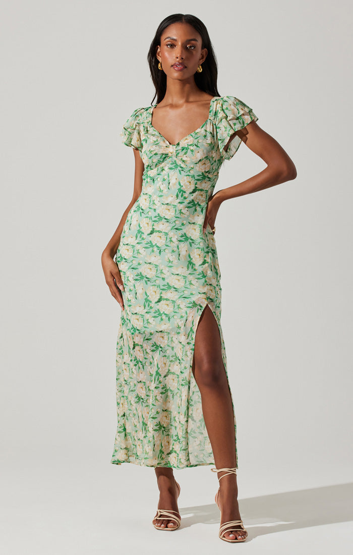 Maisy Green Floral Dress