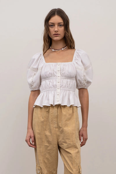 Krystelle White Peplum Top