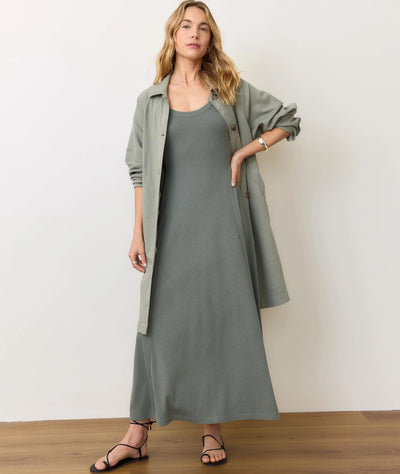 Lexi Rib Sun-In Scoop Neck Dress -Forest