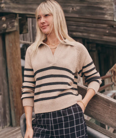 Claire Relaxed Sweater Polo -Neutral Stripe