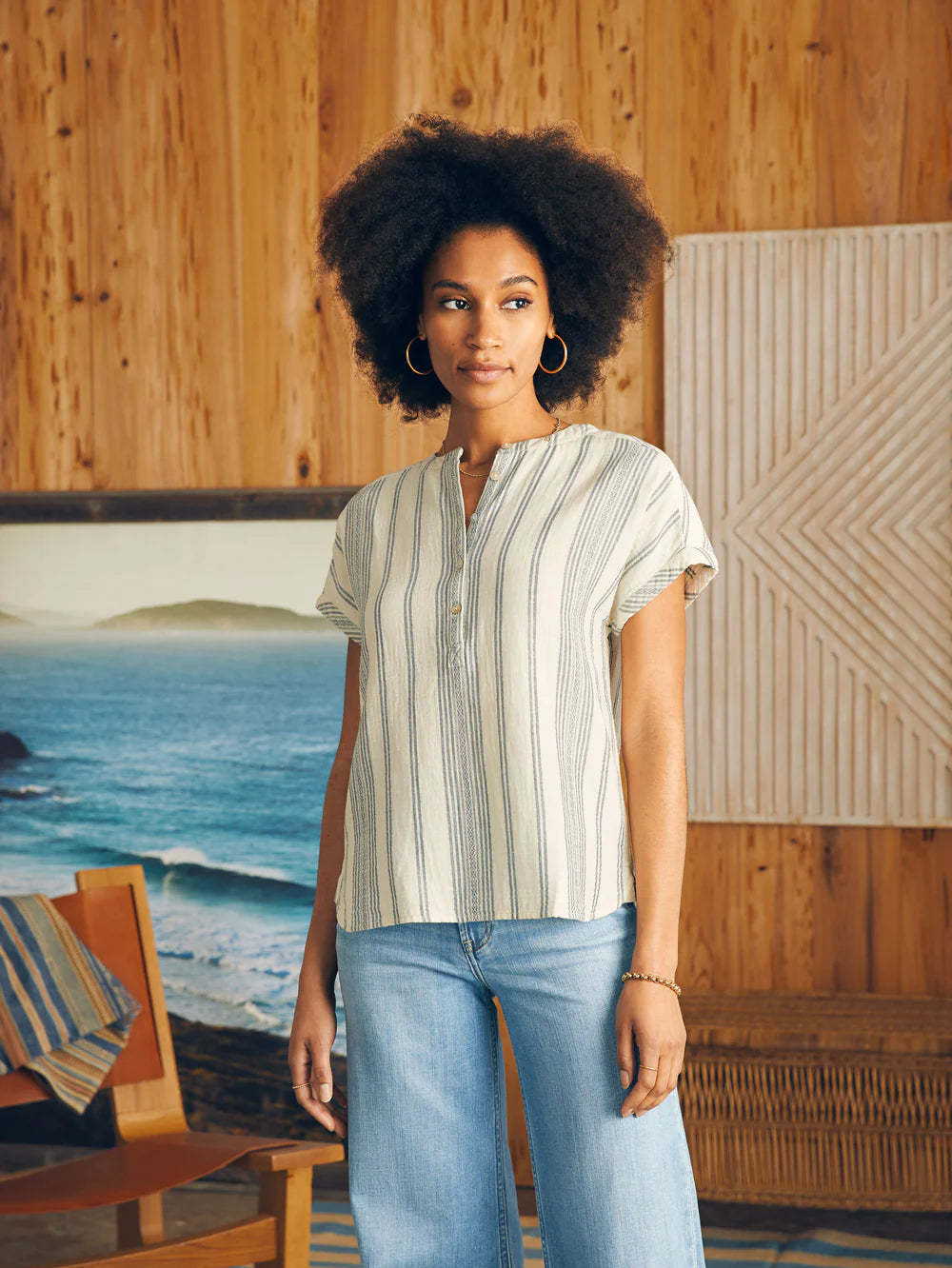 Dream Cotton Gauze Desmond Top Stripe