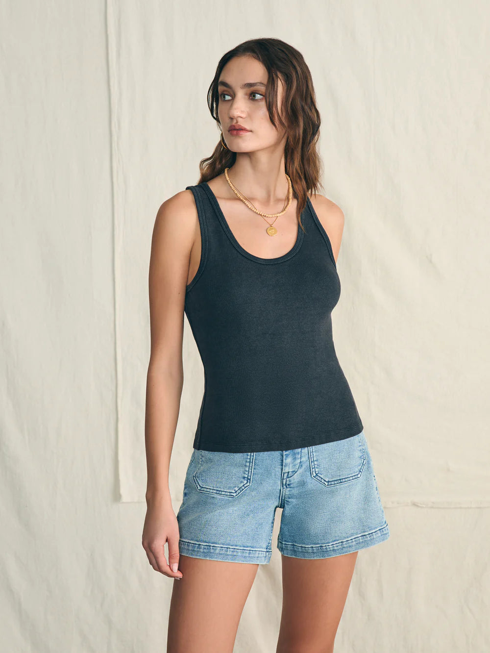 Sunwashed Rib Tank/Washed Black
