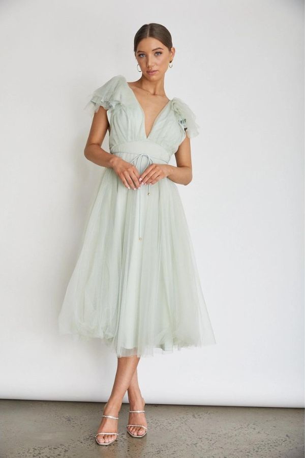 Cecilia Sage Tulle Dress