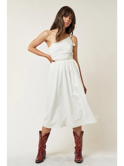 Joku White Tassel One Shoulder Dress