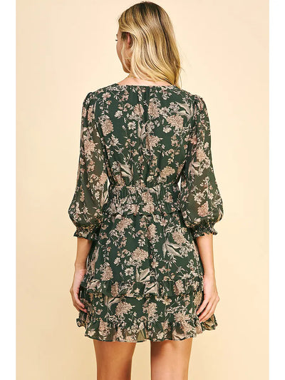 Fleming Dark Green Floral Dress