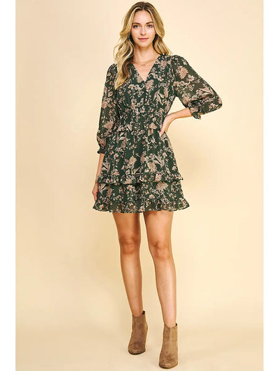 Fleming Dark Green Floral Dress