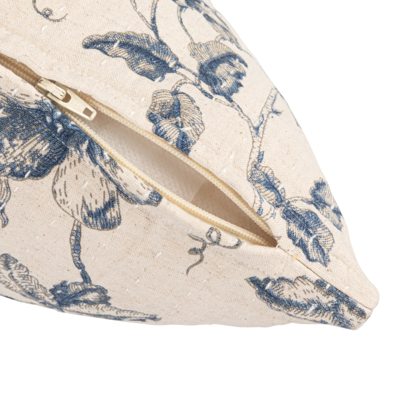 Blue Floral Cotton Linen Pillow