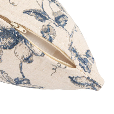 Blue Floral Cotton Linen Pillow