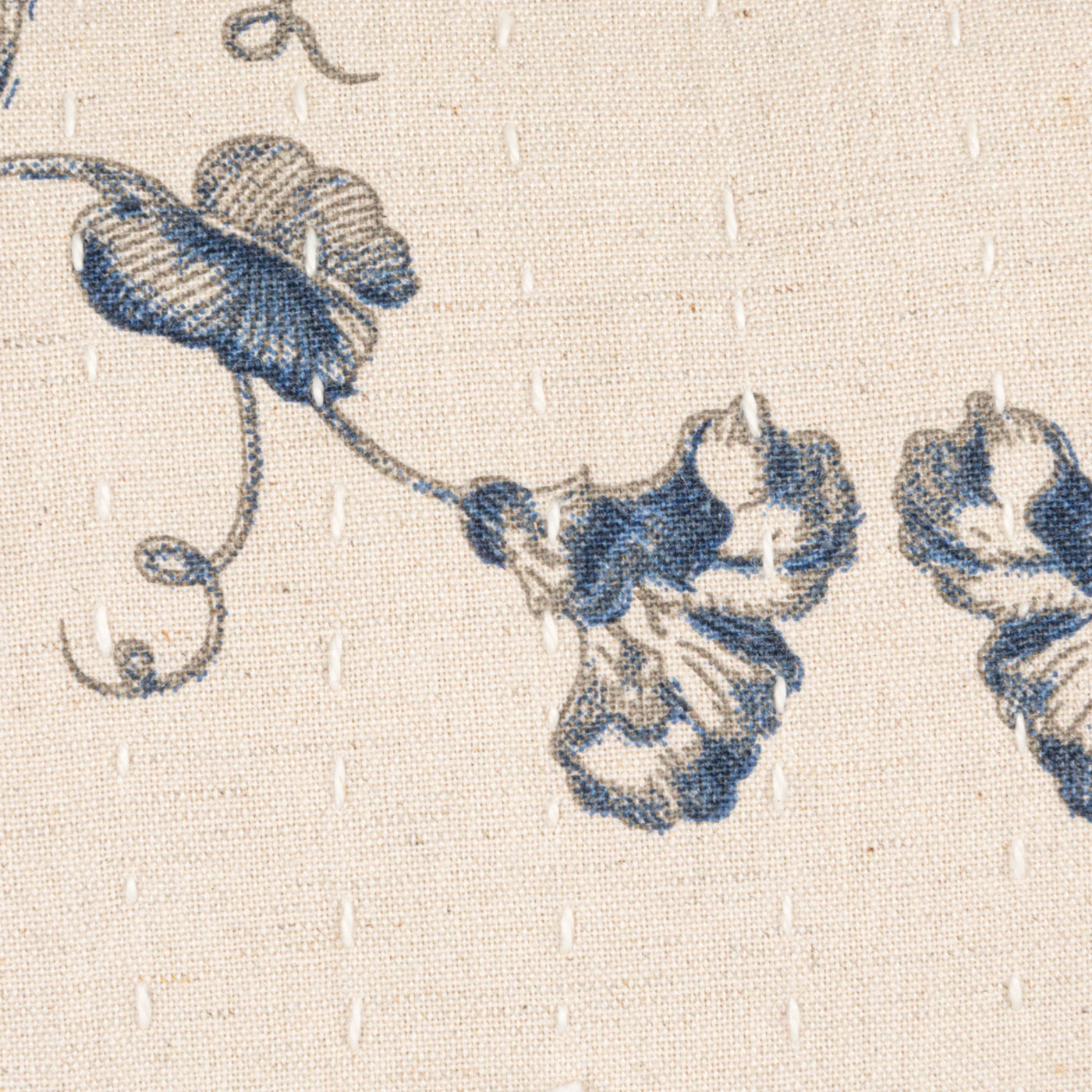 Blue Floral Cotton Linen Pillow
