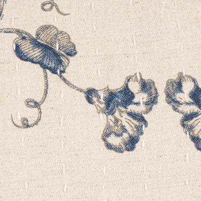 Blue Floral Cotton Linen Pillow