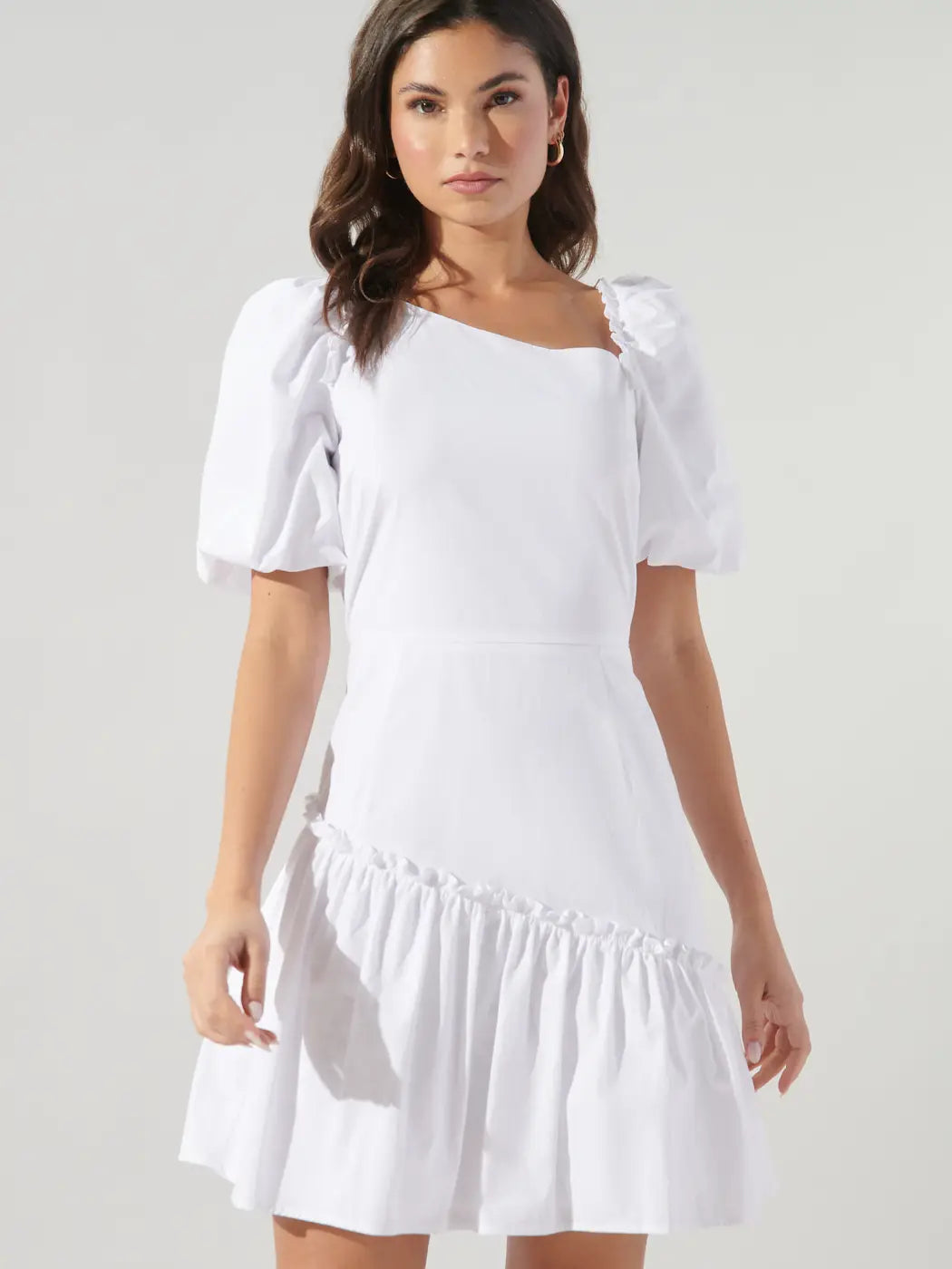 Shape of You Asymmetrical Poplin Mini Dress White / S by Sugarlips