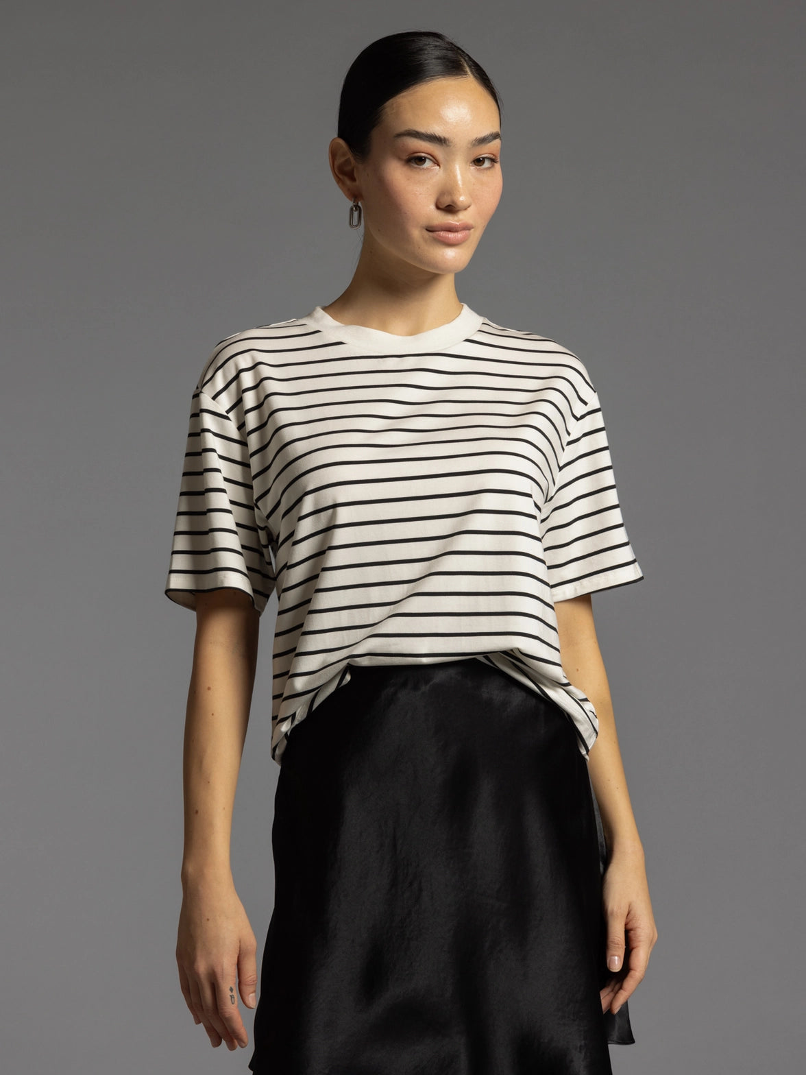 Mallory Black White Stripe Top