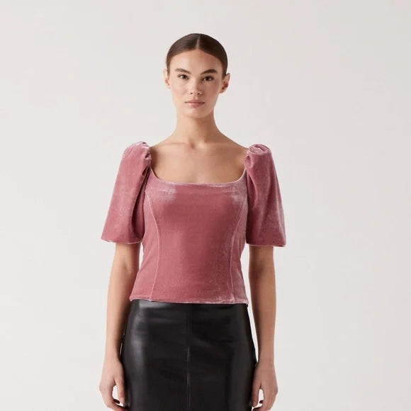 Shannon Pink Velvet Top