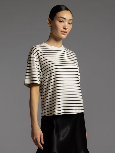 Mallory Black White Stripe Top